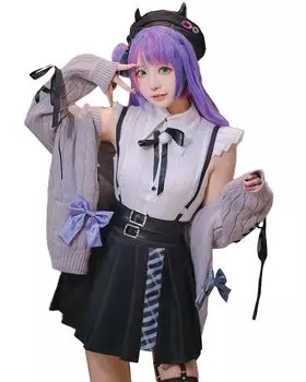 Hololive Tokoyami Towa Косплей Landmine Повседневная одежда Хэллоуин Tokoyami Towa hololive [milky time] фиолетовый