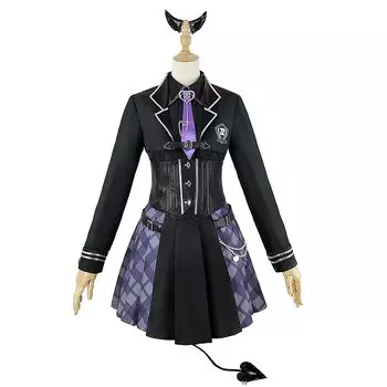 Hololive Towa Tokoyami Косплей Хэллоуин Клетчатая фиолетовая униформа [milky time] Женская фиолетовый