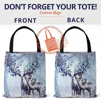 Холщовая большая сумка с оленем, модная сумка с животными, сумка на плечо, женская сумка с цифровой печатью, с ручкой сверху
