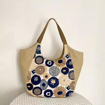 Холщовая большая сумка-тоут Yogodlns для женщин, женская сумка через плечо с цветочным принтом, дорожная сумка-шоппер