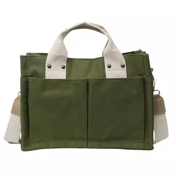 Холщовая большая сумка Женская сумка через плечо Большая сумка зелёный