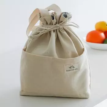 Холщовая изолированная сумка для обеда на шнурке, утолщенная алюминиевая фольга, термостойкая коробка для бенто, сумка-холодильник, сумки, контейнер для пикника, еды, ужина