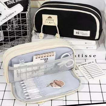 Холщовая канцелярская сумка для настольного хранения в корейском стиле, детский пенал для щенков D