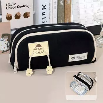 Холщовая канцелярская сумка для настольного хранения в корейском стиле, детский пенал для щенков A