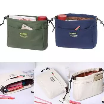 Холщовая косметичка, большой маленький кошелек, сумка-органайзер, простая в использовании корзина для хранения разных вещей для девочек Small зелёный