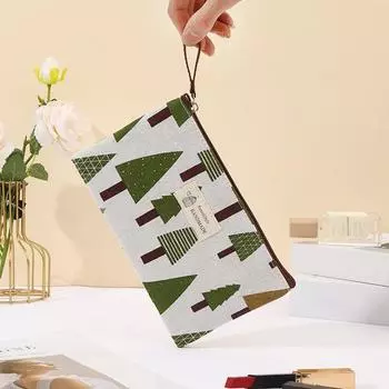 Холщовая косметичка с застежкой-молнией с принтом, большая вместительная износостойкая портативная сумка для стирки, многофункциональная сумка для хранения предметов, сумка-карандаш A