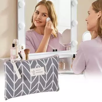 Холщовая косметичка с застежкой-молнией с принтом, большая вместительная износостойкая портативная сумка для стирки, многофункциональная сумка для хранения предметов, сумка-карандаш A