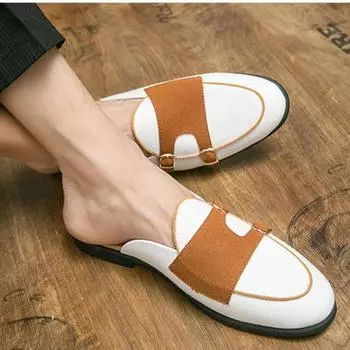 Холщовая кожаная обувь, мужские повседневные лоферы ручной работы Muller, мужские туфли без шнуровки на плоской подошве, модельные туфли для вождения, полутапочки 38-47 38 чёрный