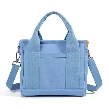 Холщовая многосекционная сумка-тоут женская на плечо/кроссбоди светло-синий