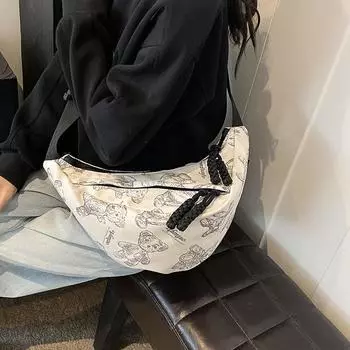 Холщовая нагрудная сумка с принтом, женская сумка через плечо, большая вместительная сумка на плечо для езды на велосипеде и путешествий красный