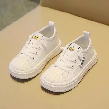 Холщовая обувь, детская маленькая белая обувь, домашняя обувь для детского сада, доска для девочек, детская тканевая обувь, детская обувь, весна и осень. 22 белый