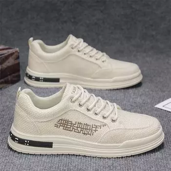 Холщовая обувь, мужская дышащая льняная обувь на плоской подошве, мужская повседневная универсальная спортивная обувь с низким верхом 39 серый