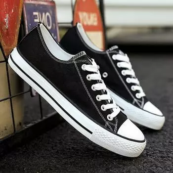 Холщовая обувь, мужская обувь, повседневная обувь для пар, студентов, туфли с низким верхом 35 чёрный
