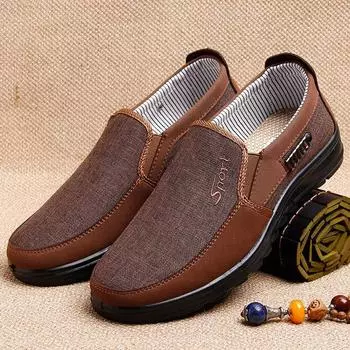 Холщовая обувь, мужские классические лоферы, мужская повседневная обувь, дышащая прогулочная мужская обувь на плоской подошве, кроссовки больших размеров 2024 39 коричневый
