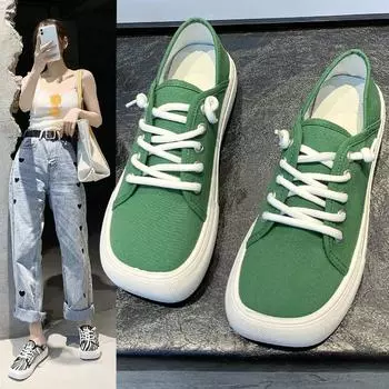 Холщовая обувь на толстой подошве, женские летние новые туфли на шнуровке с квадратным носком, корейская версия трендовых туфель, клетчатая студенческая обувь с леопардовым принтом 35 чёрный