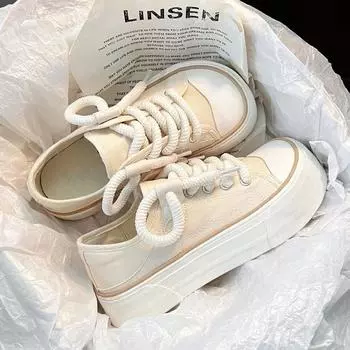 Холщовая обувь весна-осень для женщин на открытом воздухе женские туфли на плоской подошве повседневная обувь на платформе спортивная дышащая 2024 пошив новый 35 розовый