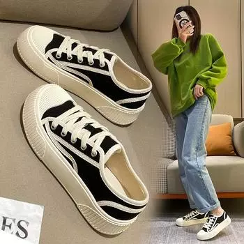 Холщовая обувь. Женская новая женская обувь. Бисквитная обувь на толстой подошве. Летние дышащие туфли для пап. Летние универсальные туфли Tide. 35