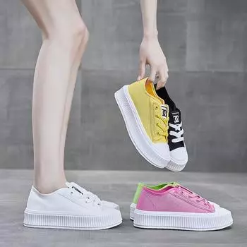 Холщовая обувь, женская весна-лето, новая модная прогулочная обувь на плоской подошве, женская повседневная обувь 35 белый