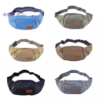 Холщовая поясная сумка с тремя карманами на молнии, нагрудная поясная сумка с чехлом для мобильного телефона, можно носить с собой сотовый телефон и небольшие личные вещи для мужчин и женщин хаки