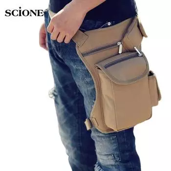 Холщовая поясная сумка, уличная тактическая многофункциональная сумка для ног, мужская сумка, спортивная поясная сумка для отдыха 32cm*23cm*6cm чёрный