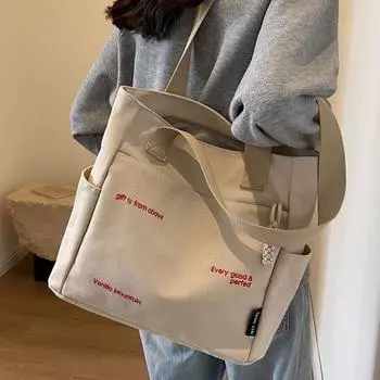 Холщовая студенческая сумка для книг квадратной формы, большая вместительная студенческая сумка, высококачественная ручная тканевая сумка