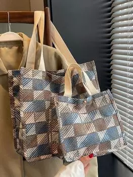 Холщовая сумка, большая вместимость, женская летняя сумка High Sense, модная сумка через плечо, сумка через подмышку для студентов колледжа, класса, сумка-тоут для поездок на работу