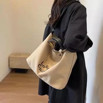 Холщовая сумка большой емкости, починенная сумка, женская сумка, большая сумка чёрный