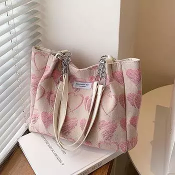 Холщовая сумка большой емкости с принтом, женская ручная сумка через плечо синий