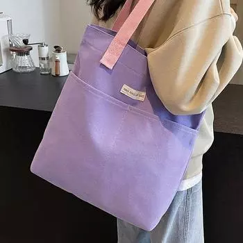 Холщовая сумка большой емкости утолщенная сумка через плечо простая женская дорожная сумка для школы книги а4 тканевая сумка