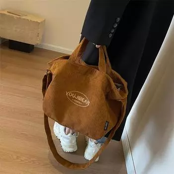 Холщовая сумка большой емкости, женская бархатная большая сумка, студенческая сумка через плечо, сумка через плечо