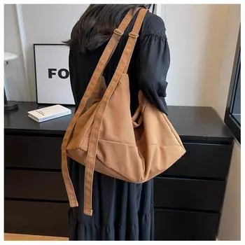 Холщовая сумка большой емкости Женская холщовая сумка через плечо бежевый