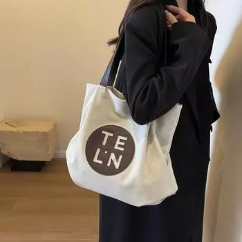 Холщовая сумка большой емкости, женская портативная сумка-тоут хаки