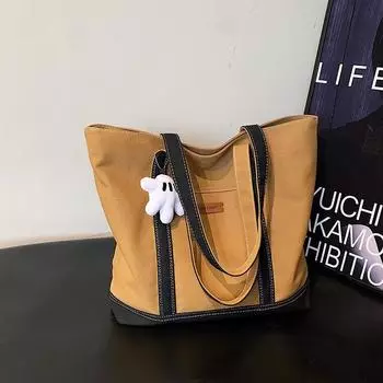 Холщовая сумка большой вместимости для женщин в 2023 году, новая повседневная и универсальная сумка через плечо для студентов, школьная одежда, рюкзак, большая сумка для поездок на работу