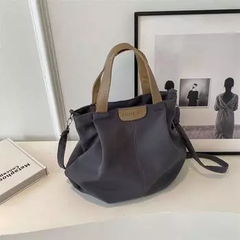 Холщовая сумка большой вместимости для женщин, модная повседневная сумка на одно плечо 2024, минималистичная студенческая дорожная сумка