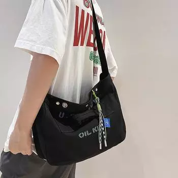 Холщовая сумка большой вместимости, простая повседневная сумка-мессенджер, студенческая сумка для занятий, холщовая сумка на плечо, ранец only bag чёрный