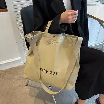 Холщовая сумка большой вместимости сумка-мессенджер корейская версия ins женская сумка женская сумка для поездок на работу простая студенческая сумка через плечо хаки