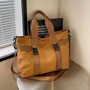 Холщовая сумка большой вместимости, женская большая сумка, сумка для багажа на короткие расстояния, сумка через плечо для поездок на работу чёрный