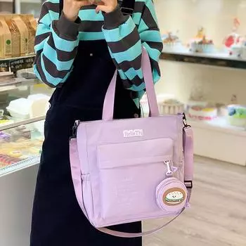 Холщовая сумка большой вместимости, женская студенческая сумка, сумка через плечо, сумка-мессенджер контрастного цвета розовый