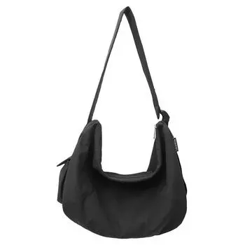 Холщовая сумка большой вместимости женская сумка через плечо сумка для пельменей для поездок на работу чёрный