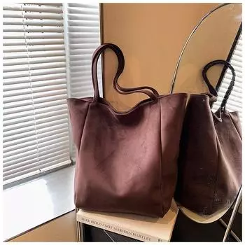 Холщовая сумка через плечо большой емкости женская интернет-знаменитость ретро женская сумка 2024 новая модная сумка-портфель для покупок чёрный