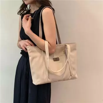 Холщовая сумка через плечо, однотонная женская сумка-тоут большой емкости