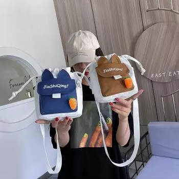 Холщовая сумка через плечо в стиле Ins, новинка 2023 года, маленькая свежая сумка через плечо на шнурке, сумка-ведро для школьницы, сумка-мессенджер жёлтый