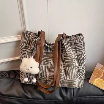 Холщовая сумка Class Commuter, женская, большой вместимости, осень и зима, новая, повседневная, универсальная, сумка через плечо, сумка-тоут премиум-класса