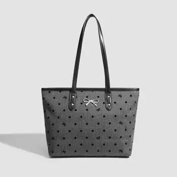 Холщовая сумка для колледжа с бантом подмышечная сумка-тоут повседневная сумка для шопинга на одно плечо