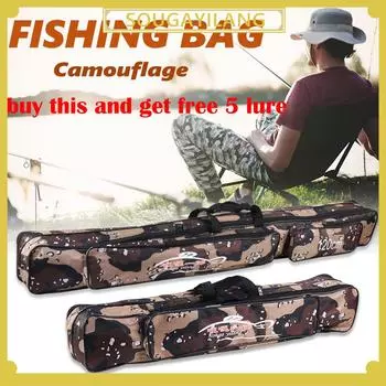 Холщовая сумка для рыбалки, большая вместительная сумка для удочки, двухслойная сумка для рыболовных снастей, сумка для приманок, многофункциональная сумка 80 cm