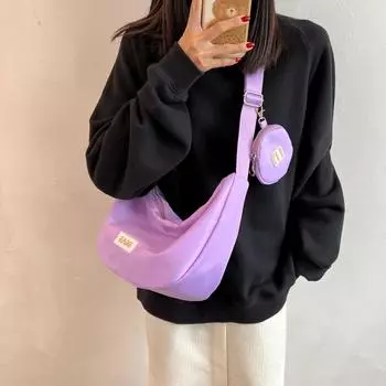 Холщовая сумка для женщин, большая вместительная повседневная сумка для пельменей через плечо, портативная дорожная сумка на одно плечо one size фиолетовый