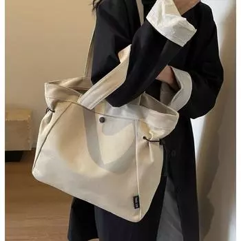 Холщовая сумка для женщин, новый стиль 2024 года, популярная в этом году сумка-тоут большой вместимости, универсальная для осени и зимы, одноплечевая сумка для поездок на работу