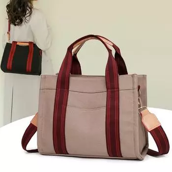 Холщовая сумка для женщин в 2024 году, новая модная сумка через плечо на одно плечо, повседневная ручная большая сумка, большая вместительная тканевая сумка корейской версии