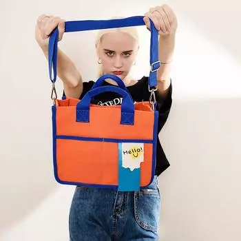 Холщовая сумка Dongdaemun: Большая вместительная сумка-мессенджер Dopamine Color для женщин темно-синий