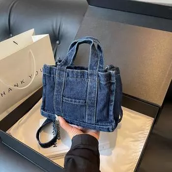 Холщовая сумка Джинсовая сумка через плечо Повседневная сумка-тоут синий